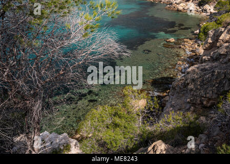 Between Altea and Calpe the Mascarat area with its turquoise water coastline, Altea, Costa Blanca, Alicante province, Spain Stock Photo