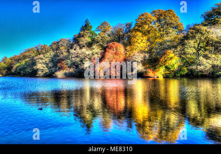 Loch Ness, Scotland. Artistic autumnal view at the mouth of the River Foyers, on the west coast of Loch Ness.