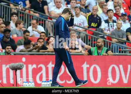 Tottenham Hotspur Manager Mauricio Pochettino during the FA Cup Semi Final match between Manchester United and Tottenham Hotspur at Wembley Stadium on April 21st 2018 in London, England. (Photo by Leila Coker/phcimages.com) Stock Photo