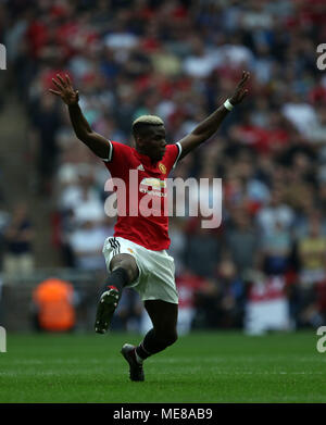 London, UK, 21 April 2018. Paul Pogba (MU) at the Emirates FA Cup Semi-Final between Manchester United and Tottenham Hotspur, at Wembley Stadium, London, on April 21, 2018. **THIS PICTURE IS FOR EDITORIAL USE ONLY** Credit: Paul Marriott/Alamy Live News Stock Photo