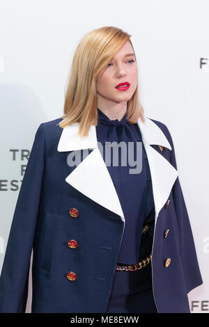 NEW YORK, NY - APRIL 21: Lea Seydoux attends the 'Zoe' premiere during the 2018 Tribeca Film Festival at BMCC Tribeca PAC on April 21, 2018 in New York City. Stock Photo