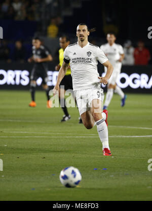 Los Angeles, California, USA. 21st Apr, 2018. Los Angeles Galaxy's forward Zlatan Ibrahimovic (9) of Sweden chases the ball during the 2018 Major League Soccer (MLS) match between Los Angeles Galaxy and Atlanta United in Carson, California, April 21, 2018. Atlanta United won 2-0. Credit: Ringo Chiu/ZUMA Wire/Alamy Live News Stock Photo