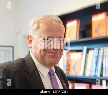 Rockville Centre, New York, USA. 20th Apr, 2018. Rep. STEVE ISRAEL browses through books before start of event for Nassau County debut of the former Congressman's (NY - Dem) newest novel ''Big Guns'' - a satire of the strong gun lobby, weak Congress, and small Long Island town. The talk and book signing was held at Turn of the Corkscrew Books & Wine store. Credit: Ann Parry/ZUMA Wire/Alamy Live News Stock Photo