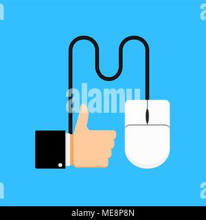 Clicking likes of social networks. Vector click like, finger up button illustration Stock Vector