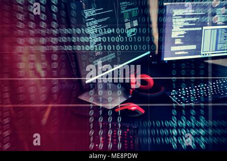 Computer screen with binary code Stock Photo