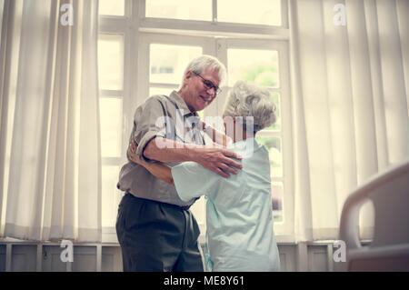 Old couple patient at a hospital Stock Photo