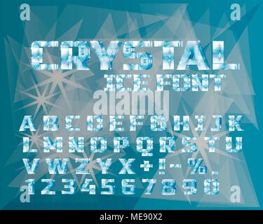 Ice crystal alphabet. Frozen font. Stock Vector