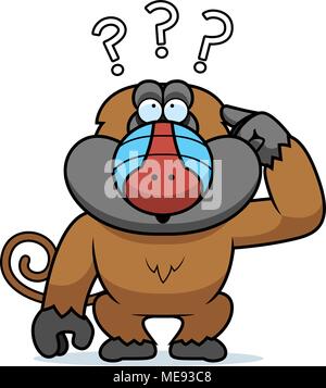 A cartoon illustration of a stupid baboon. Stock Vector