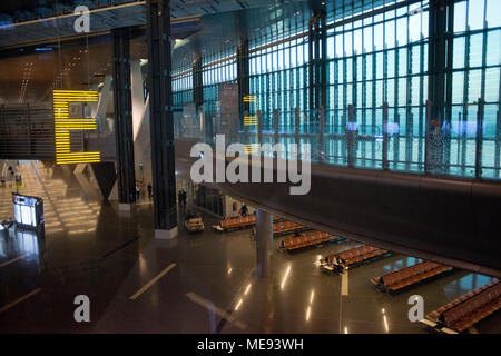 Doha Qatar Hamad International Airport. terminal interior Stock Photo