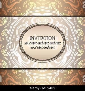 Vector card with rich golden pattern Stock Vector