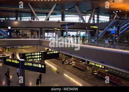 Doha Qatar Hamad International Airport. terminal interior Stock Photo