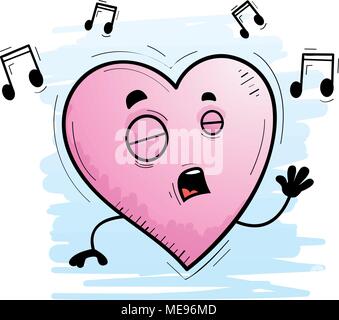 A cartoon illustration of a heart singing. Stock Vector