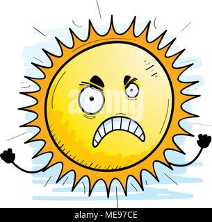 A cartoon illustration of the sun looking angry. Stock Vector