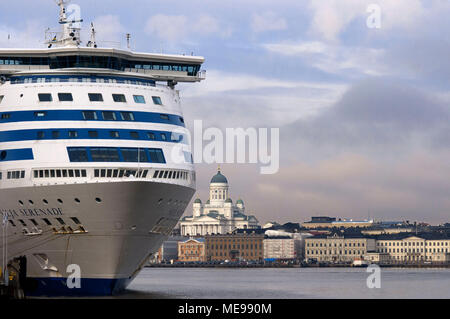 Olympia Laituri pier, Helsinki, Finland. From the landing Cruise Olympia (Olympia Laituri) leave many cruises on the Baltic Sea. The Olympia Terminal  Stock Photo