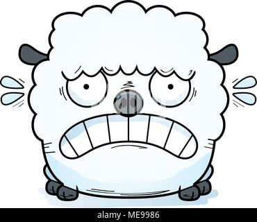 A cartoon illustration of a lamb looking scared. Stock Vector