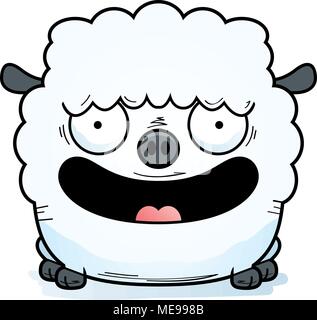 A cartoon illustration of a lamb smiling. Stock Vector