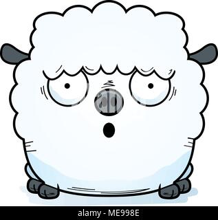 A cartoon illustration of a lamb looking surprised. Stock Vector