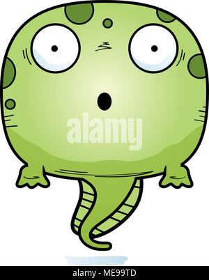 A cartoon illustration of a tadpole looking surprised. Stock Vector