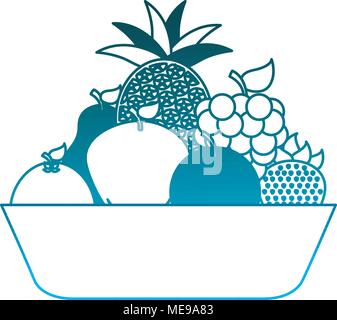 wicker basket full fruits healthy Stock Vector