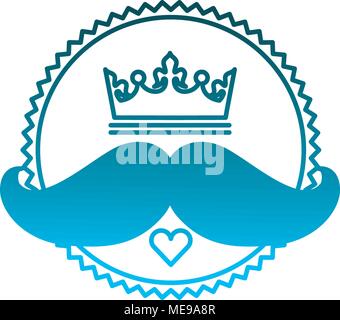 label hispter crown mustache heart Stock Vector