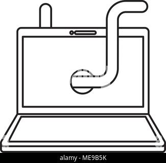 cyber security laptop with worm virus Stock Vector