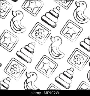 baby shower toys duck cubes pattern Stock Vector
