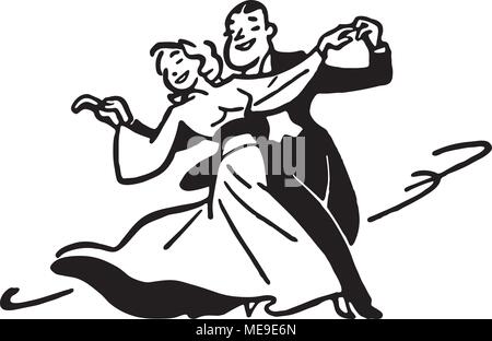 Dance Couple 2 - Retro Clipart Illustration Stock Vector