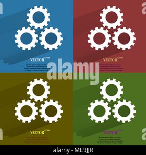 Color set Settings Sign icon, flat design. Vector illustration. EPS10 Stock Vector