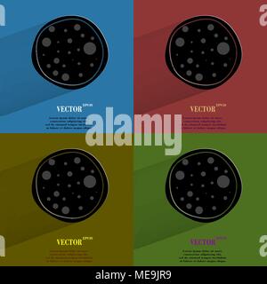 Color set Pizza. Flat modern web button with long shadow and space for your text. Vector. EPS10 Stock Vector