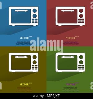 Color set microwave. kitchen equipment Flat modern web button with long shadow and space for your text. Vector. EPS10 Stock Vector