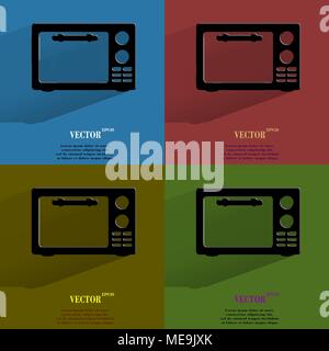 Color set microwave. kitchen equipment Flat modern web button with long shadow and space for your text. Vector. EPS10 Stock Vector