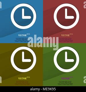 Color set Watch. Flat modern web button with long shadow and space for your text. Vector. EPS10 Stock Vector
