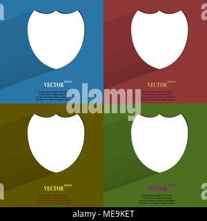 Color set Shield protection. Flat modern web button with long shadow and space for your text. Vector. EPS10 Stock Vector
