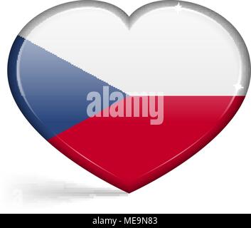 Flags of Czech Republic in a heart shape with highlights on the edges. Vector illustration Stock Vector