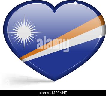 Flags of Marshll Islands in a heart shape with highlights on the edges. Vector illustration Stock Vector