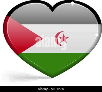 Flags of Western Sahara in a heart shape with highlights on the edges. Vector illustration Stock Vector