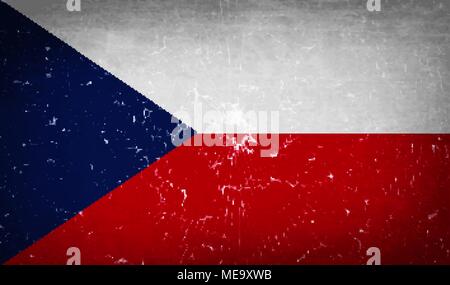 Flags of Czech Republic with broken glass texture. Vector illustration Stock Vector