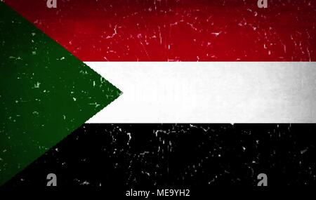 Flags of Sudan with broken glass texture. Vector illustration Stock Vector