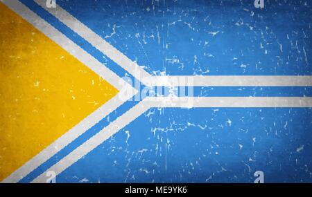 Flags of Tuva with broken glass texture. Vector illustration Stock Vector