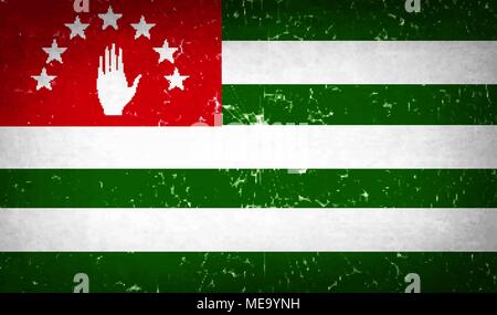 Flags of Abkhazia with broken glass texture. Vector illustration Stock Vector