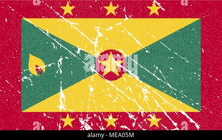 Flag of Grenada with old texture. Vector illustration Stock Vector