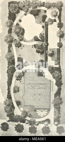 . Die Gartenkunst . ?1uÃ!lÂ«.'.M(l;,.ii-.,(c. Mit dem 1. Preise ausgezeichneter Entwurf zu einem ViUengarten. Verfasser: Friedr. Glum, Landschaftsgartner, Berlin NW. 8* Stock Photo