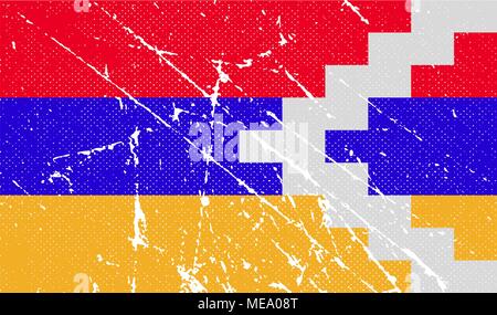 Flag of Karabakh Republic with old texture. Vector illustration Stock Vector