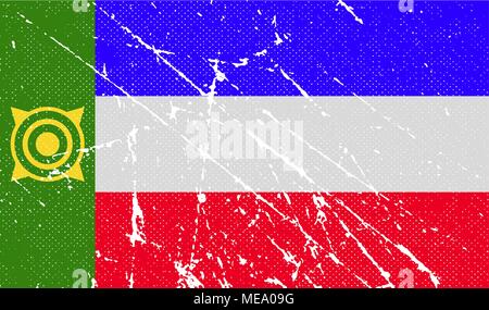 Flag of Khakassia with old texture. Vector illustration Stock Vector
