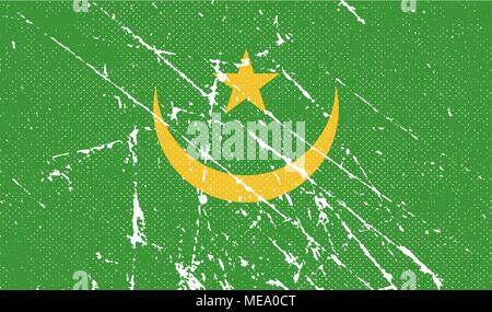 Flag of Mauritania with old texture. Vector illustration Stock Vector