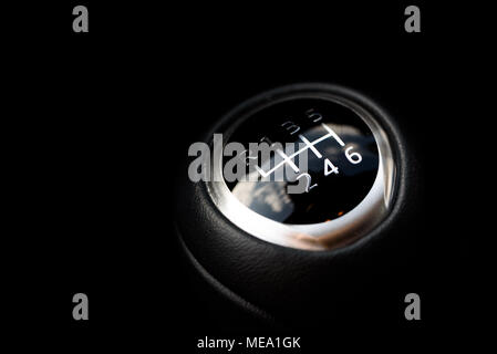 Manual transmission gearshift stick; Close-up view Stock Photo