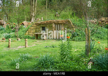 Hobbits house in the woods. Stock Photo