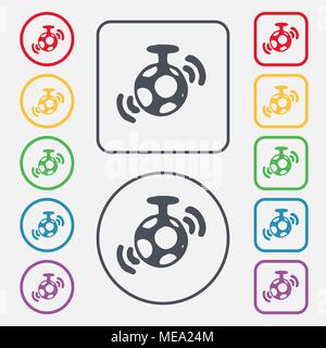 mirror ball disco icon sign. symbol on the Round and square buttons with frame. Vector illustration Stock Vector
