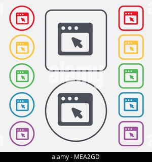the dialog box icon sign. symbol on the Round and square buttons with frame. Vector illustration Stock Vector