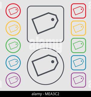 Web stickers icon sign. symbol on the Round and square buttons with frame. Vector illustration Stock Vector